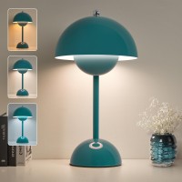 Zoopeen Modern Cordless Mushroom Table Lamp 5200Mah Rechargeable Battery Operated Flowerpot Lamp 3 Color Stepless Dimmable Bedsi