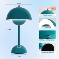 Zoopeen Modern Cordless Mushroom Table Lamp 5200Mah Rechargeable Battery Operated Flowerpot Lamp 3 Color Stepless Dimmable Bedsi