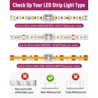 Emitever Led Strip Connectors 12 Packs Led Tape Light Connector 2 Pin Solderless Tighten Screw Transparent Tape To Tape Connecto