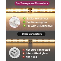 Emitever Led Strip Connectors 12 Packs Led Tape Light Connector 2 Pin Solderless Tighten Screw Transparent Tape To Tape Connecto