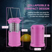 Lichamp 4 Pack Pink Led Camping Lanterns Battery Powered Camping Lights Led Super Bright Collapsible Flashlight Portable Emerge