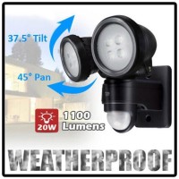 Titan Ltd 20W Professional Motion Pir Sensor Outdoor Twin Spot Led Floodlight Garden Spotlight Security, Black