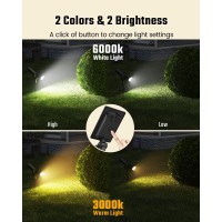 Superdanny Solar Flood Lights Outdoor 180 Adjustable Solar Lights For Outside Garden 4 Modes 3000K6000K Ip65 Waterproof Led