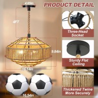 Plug In Pendant Light Rattan Hanging Pendant Lights With Plug In Cord 164Ft Hemp Rope Cord Hand Woven Boho Hanging Lamp Shade F