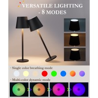 Faithorse 2Pack 5200Mah Rgb Cordless Table Lamp Rgb 8 Modes Touch Control Rechargeable Battery Desk Lamp Ip54 Waterproof Ba