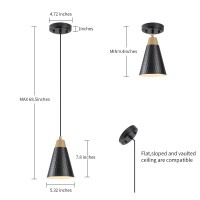 Dijiahua Black Kitchen Pendant Lighting Over Island 3 Pack Small Modern Farmhouse Chandeliers With Hammered Metal Cone Shade Min