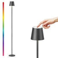 Faithorse Cordless Floor Lamp Rgb 8 Modes & Touch Control, Ip54 Waterproof Adjustable Height Standing Lamp For Living Room/Bedside/Patio/Restaurant/Bedroom(Black)