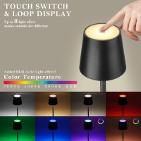 Faithorse Cordless Floor Lamp Rgb 8 Modes & Touch Control, Ip54 Waterproof Adjustable Height Standing Lamp For Living Room/Bedside/Patio/Restaurant/Bedroom(Black)