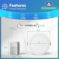 12 Pack 6 Inch 5Cct Ultrathin Led Recessed Ceiling Light With Junction Box 2700K3000K3500K4000K5000K Selectable 1050Lm Br