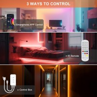 Miwise Rgb Cob Led Strip Light 20Ft/6.1M,Color Changing Dimmable Strip Light Dc24V,Work With Alexa/Google Assistant/Tuya Multicolor Flexible Tape Light,For Tv,Bedroom,Party Diy Decoration