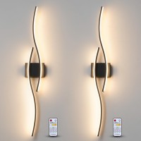 Daunton Modern Wall Sconce Set Of Two With Remote Control Dimmable Led Wall Sconces Lighting Set Of 2 Black Wall Light With Ti