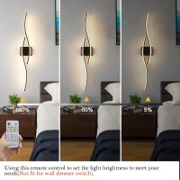 Daunton Modern Wall Sconce Set Of Two With Remote Control Dimmable Led Wall Sconces Lighting Set Of 2 Black Wall Light With Ti