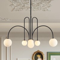 Catiner Modern Black Chandelier 6 Lights Sputnik Chandelier For Dining Room Large L40 Mid Century Ceiling Pendant Light Fixtu