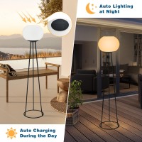 Hvajvny Outdoor Floor Lamp For Yard, Solar Tripod Floor Lamp With 3 Color Temperatures, 2 Pack Cordless Globe Floor Lamp For Porch, Garden, Lawn