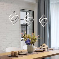 Bnhhlz Modern Led Chandelier Chrome Rectangular Pendant Light Fixtures 4000K 20W Dimmable Height Adjustable Pendant Lighting For