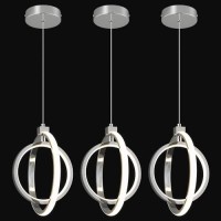 Bnhhlz Modern Led Chandelier Chrome Ring Pendant Light Fixtures 4000K Dimmable Height Adjustable Pendant Lighting For Dining Roo