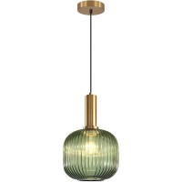 Modern Hanging Lights Large Amber Glass Globe Pendant Light Fixture Brushed Brass Gold Kitchen Island Pendant Lighting Farmhouse Single 1-Light Spherical Ceiling Hanging Pendant (Color:A-Green)