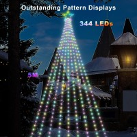 Lphianx Waterfall Lights, 245 Leds 5M Height, Diy Mode, 24 Sence, Color Changing Sync Musical App & Remote Control Waterfall Christmas Lights Outdoor For Decorations