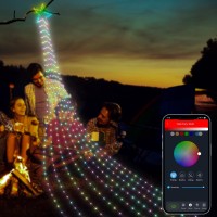 Lphianx Waterfall Lights, 245 Leds 5M Height, Diy Mode, 24 Sence, Color Changing Sync Musical App & Remote Control Waterfall Christmas Lights Outdoor For Decorations