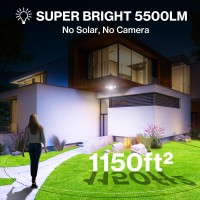 Olafus 55W Led Security Lights Motion Sensor Outdoor Lights With Remote Control, 5500Lm, Dusk To Dawn, Ip65 Waterproof, 6500K, 3 Head Motion Detected Exterior Flood Light For Garage, Yard