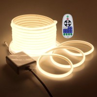 Samsion Cob Led Rope Lights Outdoor Waterproof 82Ft Warm White 3000K Led Strip Lights Waterproof Ac 110V120V Super Brightness F