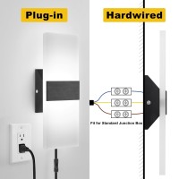 Goodate Plug In Wall Sconce With Stepless Adjustable 3000K-6500K Colors And 10%-100% Brightness, 12W Acrylic Led Wall Sconce With Remote, Plug In Wall Light, Hardwire Or Plug-In (1 Pack, Black)