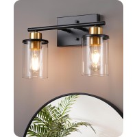 Edishine Bathroom Light Fixtures 2Light Modern Bathroom Vanity Lights Over Mirror Bath Wall Sconce Lamp With Clear Glass Shad