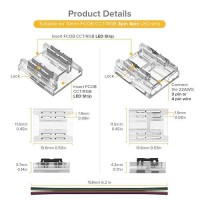 Btflighting Fcob 4Pin 10Mm 039In Transparent Connector Kit 30Pcs Corner Connector 30Pcs Gapless Solderless Connector 10Pcs 59