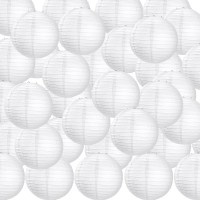 Treela 90 Pack White Chinese Japanese Paper Lanterns Decorative Hanging Ball Lanterns Paper Lantern Lamps For Wedding Birthday P