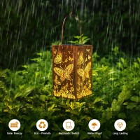 Solar Lanterns Outdoor Hanging Lantern Lights Decoration Waterproof Led Lamp 2 Pack Butterfly Hollowedout Lantern Decoration F