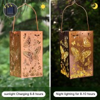 Solar Lanterns Outdoor Hanging Lantern Lights Decoration Waterproof Led Lamp 2 Pack Butterfly Hollowedout Lantern Decoration F