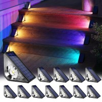 Superdanny Solar Step Lights Outdoor Waterproof Warm White 7 Rgb Colors Ip65 Led Solar Powered Lights Decor For Stairs In Ga