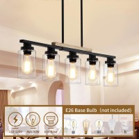 Yusist Farmhouse Kitchen Island Lighting 5Light Dining Room Light Fixtures Over Table Linear Chandelier Pendant Lighting With G