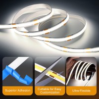 Qooware Cob Led Strip Lights 164Ft 6500K Cool White Led Strip Light Dc24V 2560Leds Cri 90 8Mm Flexible Dotless Led Lights Fo