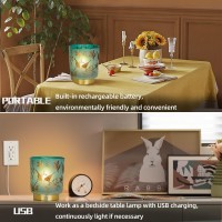 Cordless Rechargeable Table Lamp Glass Usbc Decorative Small Accent Lamp For Entrywaystairwaybathroomcorner Touch Control