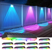 Etetale Fence Lights Solar Powered 10 Pack Warm White Rgb Solar Wall Lights Outdoor Ip65 Waterproof Outdoor Solar Lights So