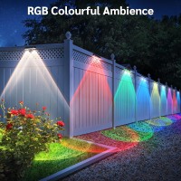 Etetale Fence Lights Solar Powered 10 Pack Warm White Rgb Solar Wall Lights Outdoor Ip65 Waterproof Outdoor Solar Lights So