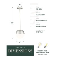 Lms Farmhouse Pendant Light Fixtures Brushed Nickel Pendant Light With Globe Glass Adjustable Hanging Lighting For Kitchen Isl