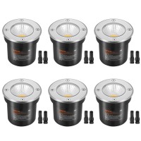 Vevor Low Voltage Landscape Lights, Led Well Lights, 6W 12V-24V In-Ground Light, Ip67 Waterproof Outdoor Landscape Lighting With Connectors, For Driveway Deck Garden Pathway Lights (6 Pack Warm White)