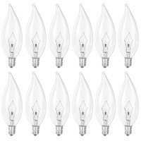 Haraqi 12 Pack 40W 120V Candelabra Base B10 Ctc Candelabra Flame Tip Clear Ca10 Decorative Dimmable Light Bulbs, Transparent Candle Light Bulbs For Chandeliers, Ceiling Fan Lights And Fireplace