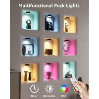 Usb Rechargeable Led Puck Lights With Remote Wireless Rgb Under Cabinet Lights Battery Operated Tap Push Light Stick On For Clo