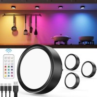 Usb Rechargeable Led Puck Lights With Remote Wireless Rgb Under Cabinet Lights Battery Operated Tap Push Light Stick On For Clo