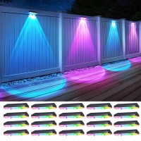 Etetale Solar Fence Lights Outdoor 20 Pack Warm White Rgb Solar Wall Lights Outdoor Ip65 Waterproof Outdoor Solar Lights Fe