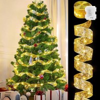 Christmas Tree Ribbon String Lights 33Ft 100 Led Battery Powered Fairy Lights With Timer And 8 Lighting Modes Christmas Ribbo