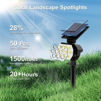 Flaow Solar Spot Lights Outdoor Waterproof Ip67 8 Pack 50 Led Adjustable Solar Powered Landscape Spotlight With 3 Lighting Mo