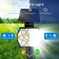 Flaow Solar Spot Lights Outdoor Waterproof Ip67 8 Pack 50 Led Adjustable Solar Powered Landscape Spotlight With 3 Lighting Mo