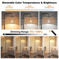 Partphoner Farmhouse Floor Lamp 68Tall Lamp For Living Room With Remote 3 Color Temperatures Boho Standing Lamp With Rattan S