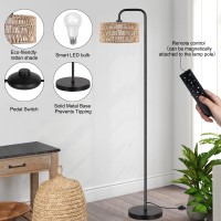 Partphoner Rattan Floor Lamp 68Standing Lamp For Living Room With 3 Color Temperatures Adjustable Tall Reading Lamp For Bedroo