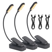 Hilngav Rechargeable Book Light For Reading In Bed 3 Pack 6 Leds With 3 Color Temperature Reading Light Easily Clip On To A Sm