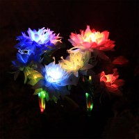 Fortunal Solar Garden Lights Fake Dahlia Fall Chrysanthemum Flower Lights Colorful Changing Lighting Mode Powered By Monocrystalline Solar Panel For Yard Patio Outdoor Garden D